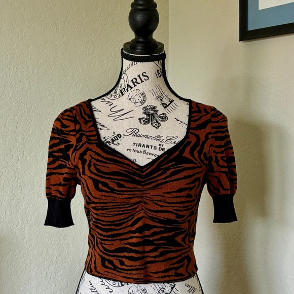 Urban Outfitters Tops - Urban Outfitters Animal Print Tiger Dark Orange and Black Striped Long T Shirt